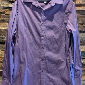 Geoffrey Beene Men's Lavender Dress Shirt Slim‎ Fit 14.5" Wrinkle Free Pin Strip